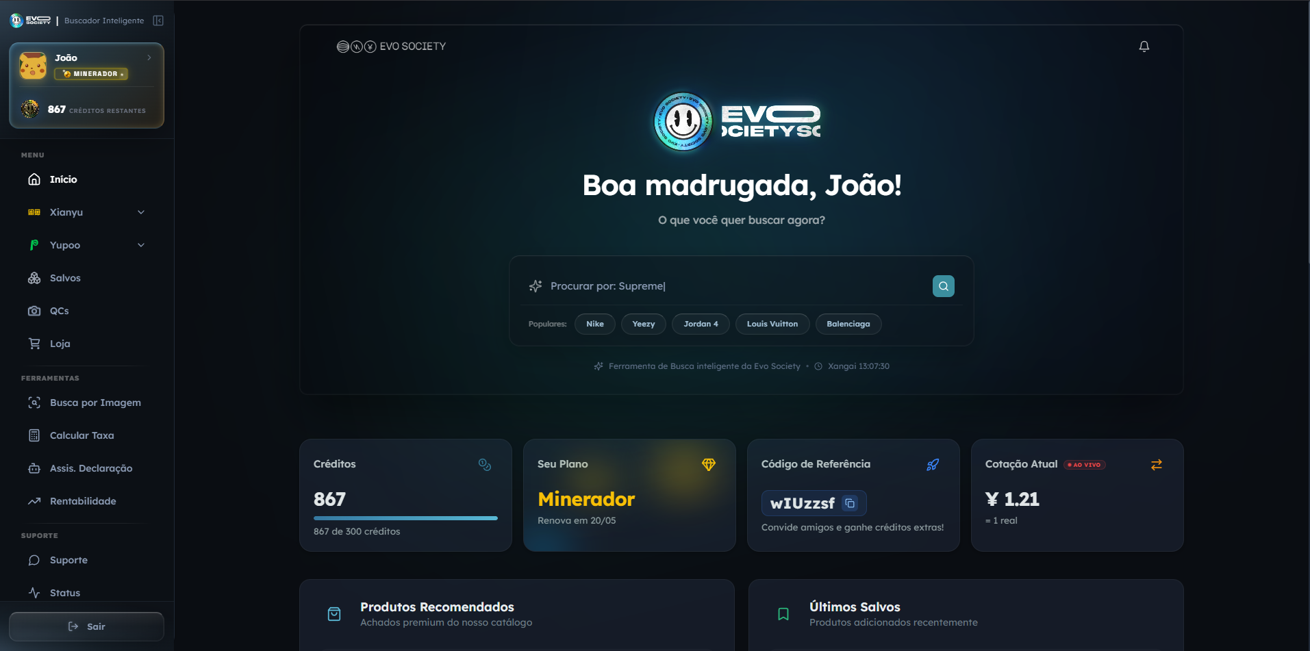 Evo Society em funcionamento