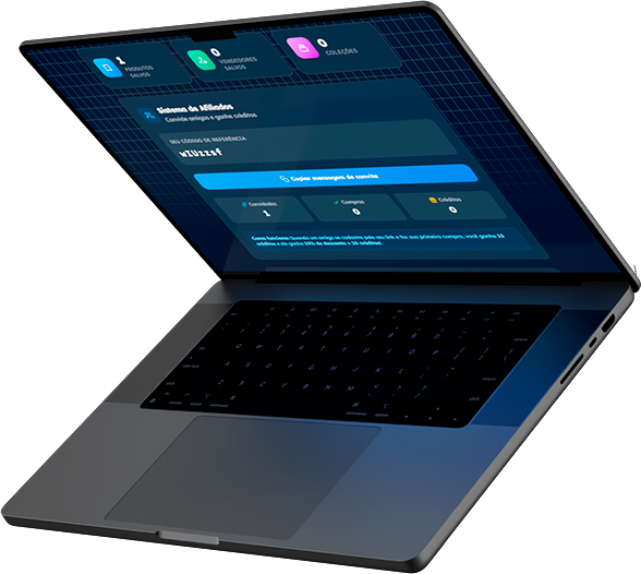 Dashboard da Evo Society em um laptop